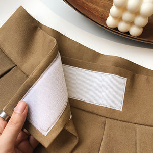 Luxi High Waist Design Sense Velcro Suit Pants Women's Spring and Autumn Loose Wide Leg Floor Trousers Slant Placket Pants 195