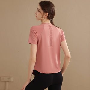 Vft Sports Tops Women's Yoga Wear Short-Sleeved T-Shirt Running Training Breathable Slimming Fitness Wear Summer Breathable Quick-Drying