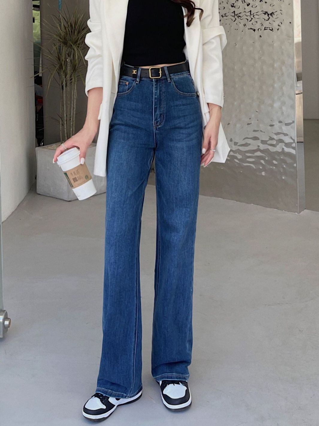 2026 Spring/Summer New Women's Straight-Leg Jeans with High Waist, Loose Fit, Slimming Wide-Leg, Floor-Length Narrow Version