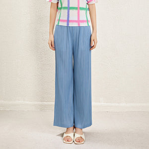Miyake High Waist Wide Leg Pants Women's Spring and Summer 2024 New Pleated Casual Loose Slimming Straight Long Trousers