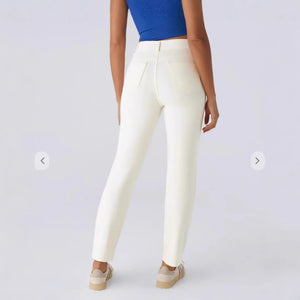 3886 Cross-Border New High-Waisted Straight-Leg Whiskered Yoga Jeans Slimming Breathable Loose Fitness Casual Pants