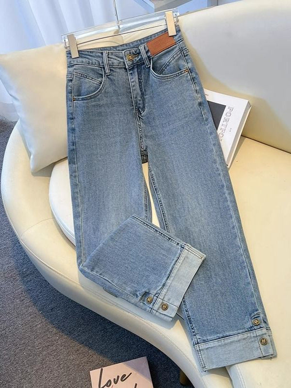 Jeans Women's New 2025 Spring and Autumn Loose High Waist Slimming Straight Leg Pants for Small and Short Narrow Wide Leg Pants