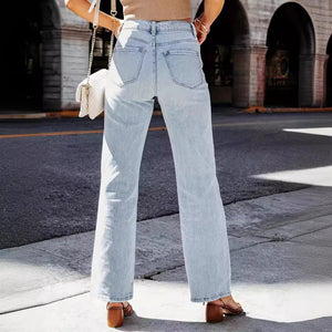 2025 Spring/Summer European and American Cross-Border Factory Direct Sales In-Stock Women's Clothing Amazon New Jeans Women's Straight-Leg High-Waisted