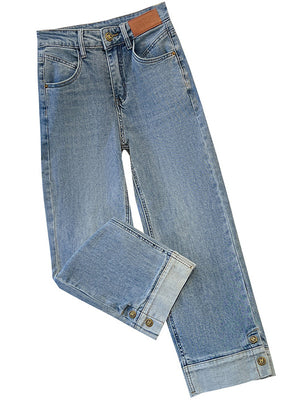 Jeans Women's New 2025 Spring and Autumn Loose High Waist Slimming Straight Leg Pants for Small and Short Narrow Wide Leg Pants