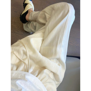 Popular Western-style Cream White Wide Leg Pants Women's Early Spring High Waist Loose All-match Draped Casual Pants