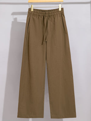 Women's Wide-Leg Pants, Versatile Casual Pants, Drawstring Elastic Waist Straight-Leg Pants, Women's Clothing 2025 New Spring Fashion