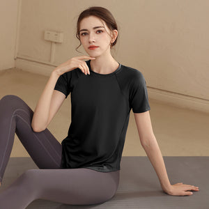 Vft Sports Tops Women's Yoga Wear Short-Sleeved T-Shirt Running Training Breathable Slimming Fitness Wear Summer Breathable Quick-Drying