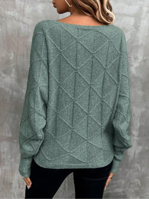 Women's Loose Knit Autumn and Winter Sweater, High-End Loose Sweater, Long-Sleeve Solid Color Knit Pullover Sweater, Lazy Style