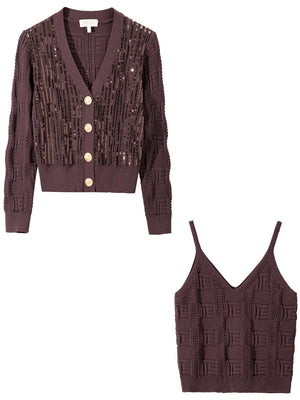 M1310 2025 Autumn New Women's Mesh Long Sleeve Knit Sweater with Beaded Ruffle Trim Women's Sweater