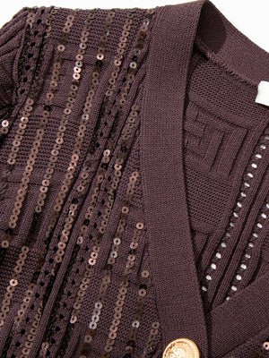 M1310 2025 Autumn New Women's Mesh Long Sleeve Knit Sweater with Beaded Ruffle Trim Women's Sweater