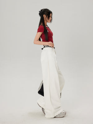Elegant White Wide Leg Jeans Spring New Loose Slimming Pear-shaped Figure Straight Trousers