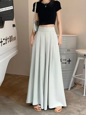 Wide Leg Pants and Skirt Women's Summer 2024 Korean Style Design Sense Super Loose Casual Dosing Sense Large Pants and Skirts Trendy