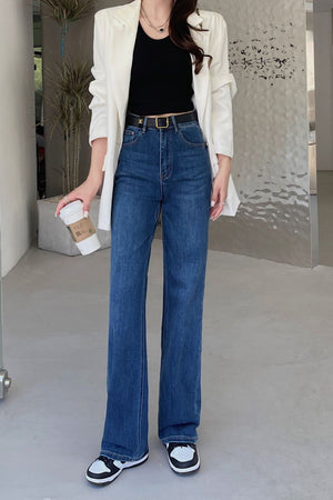 2026 Spring/Summer New Women's Straight-Leg Jeans with High Waist, Loose Fit, Slimming Wide-Leg, Floor-Length Narrow Version