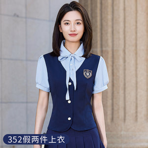 British Preppy Style Summer Shirt Pleated Skirt Suit Kindergarten Teacher Kindergarten Uniform Teacher Kindergarten Teacher Work Clothes Women's Clothing