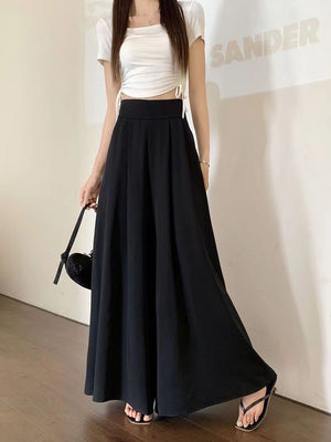 Wide Leg Pants and Skirt Women's Summer 2024 Korean Style Design Sense Super Loose Casual Dosing Sense Large Pants and Skirts Trendy