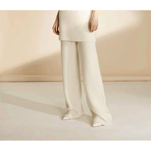 Wide Leg Pants Women's Autumn and Winter Outer Wear New White Knitted Pants Trousers High Waist Dragging Loose Wool Pants