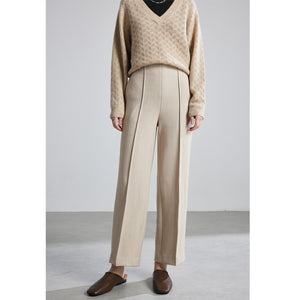 Wide-Leg Pants for Women 2026 Autumn and Winter New Style Drapey Floor-Length Trousers in Off-White Twill Straight-Leg Design with a Sense of Design