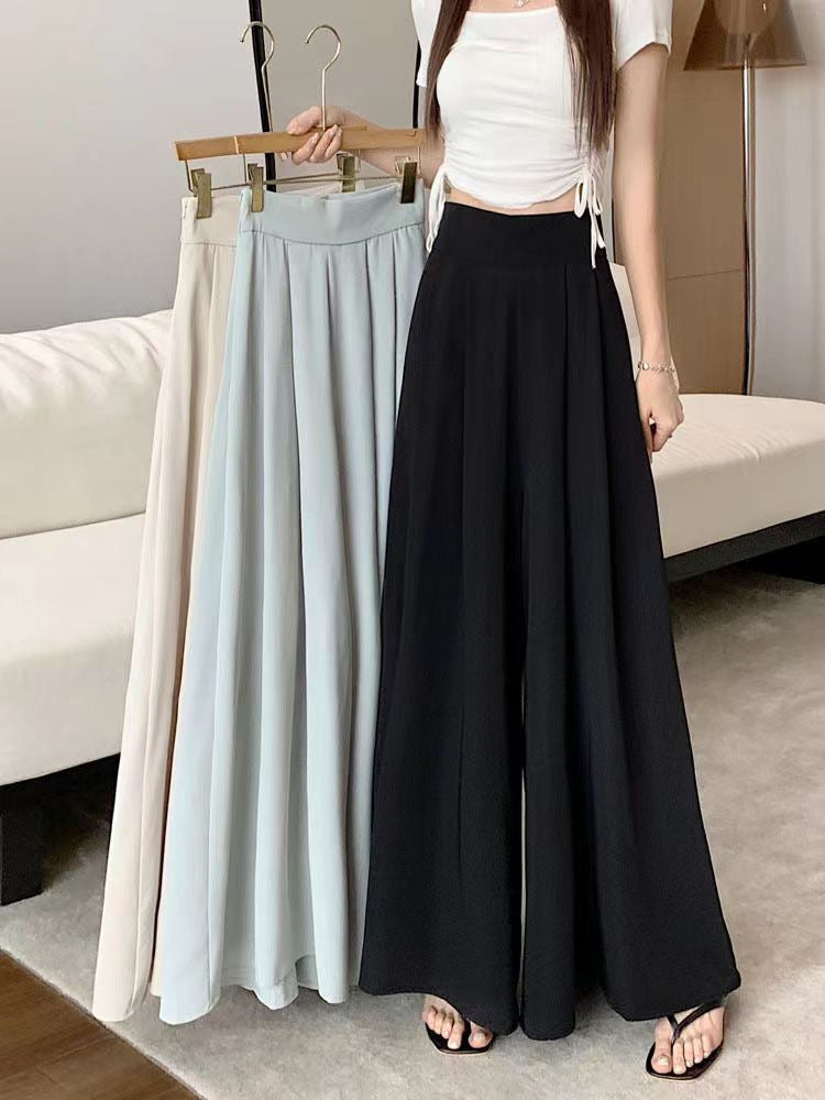 Wide Leg Pants and Skirt Women's Summer 2024 Korean Style Design Sense Super Loose Casual Dosing Sense Large Pants and Skirts Trendy