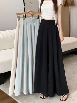 Wide Leg Pants and Skirt Women's Summer 2024 Korean Style Design Sense Super Loose Casual Dosing Sense Large Pants and Skirts Trendy