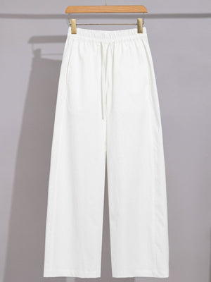 Women's Wide-Leg Pants, Versatile Casual Pants, Drawstring Elastic Waist Straight-Leg Pants, Women's Clothing 2025 New Spring Fashion