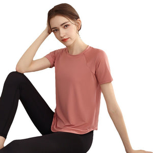 Vft Sports Tops Women's Yoga Wear Short-Sleeved T-Shirt Running Training Breathable Slimming Fitness Wear Summer Breathable Quick-Drying
