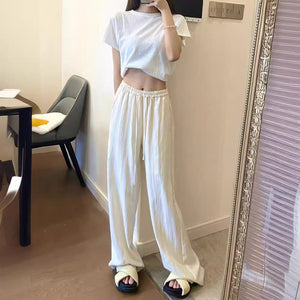 Popular Western-style Cream White Wide Leg Pants Women's Early Spring High Waist Loose All-match Draped Casual Pants