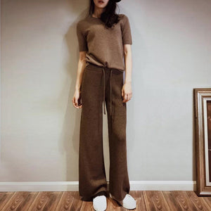 Wide Leg Pants Women's Autumn and Winter Outer Wear New White Knitted Pants Trousers High Waist Dragging Loose Wool Pants
