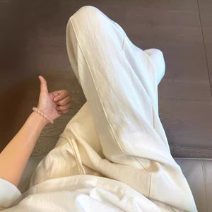 Popular Western-style Cream White Wide Leg Pants Women's Early Spring High Waist Loose All-match Draped Casual Pants