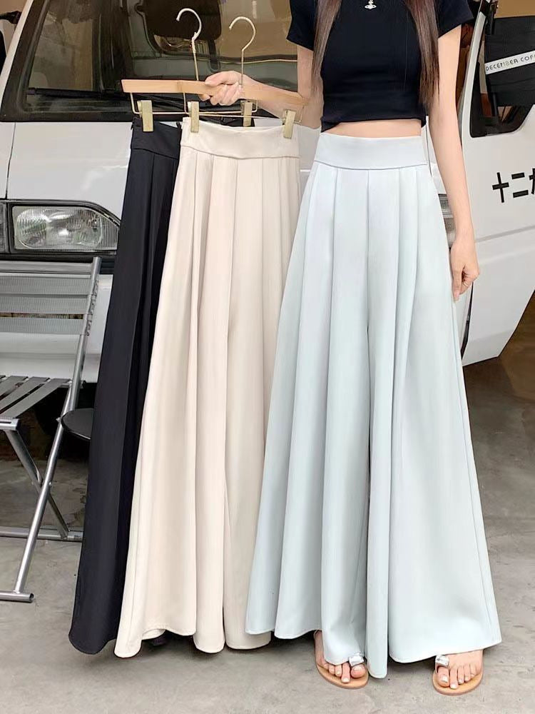 Wide Leg Pants and Skirt Women's Summer 2024 Korean Style Design Sense Super Loose Casual Dosing Sense Large Pants and Skirts Trendy