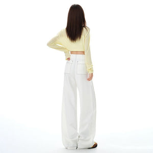 2025 Autumn and Winter New Textured Wide-Leg Jeans for Women, Loose and Drapey, Lazy and Slimming Straight-Leg Floor-Length Pants