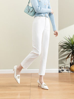 Straight-Leg Jeans for Women, Slimming and Versatile, 2026 Spring New Style, Petite Plus-Size, Cropped Cigarette Pants
