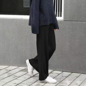 Wide Leg Pants Women's Autumn and Winter Outer Wear New White Knitted Pants Trousers High Waist Dragging Loose Wool Pants