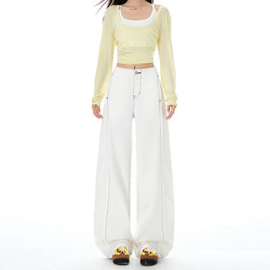 2025 Autumn and Winter New Textured Wide-Leg Jeans for Women, Loose and Drapey, Lazy and Slimming Straight-Leg Floor-Length Pants