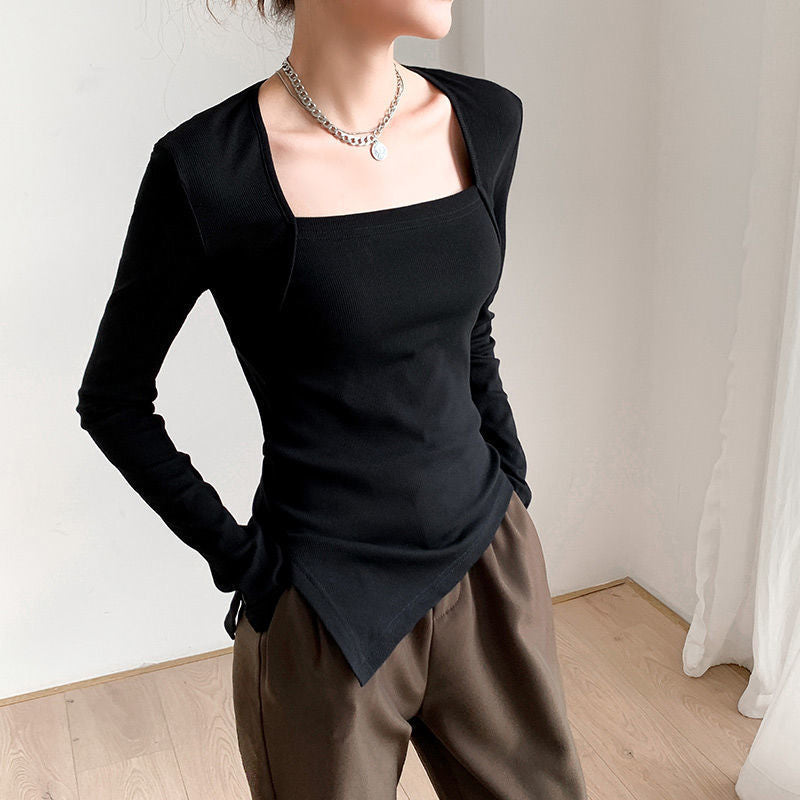 Plus-Size Women's Autumn New 150kg Base Layer Tops Versatile Design Niche Tops T-Shirts