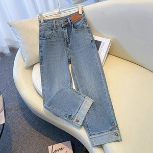 Jeans Women's New 2025 Spring and Autumn Loose High Waist Slimming Straight Leg Pants for Small and Short Narrow Wide Leg Pants