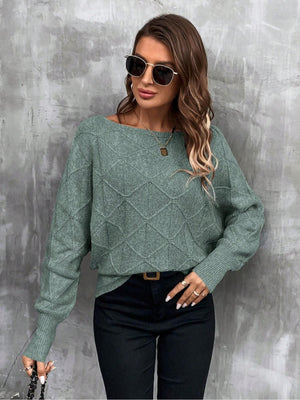 Women's Loose Knit Autumn and Winter Sweater, High-End Loose Sweater, Long-Sleeve Solid Color Knit Pullover Sweater, Lazy Style