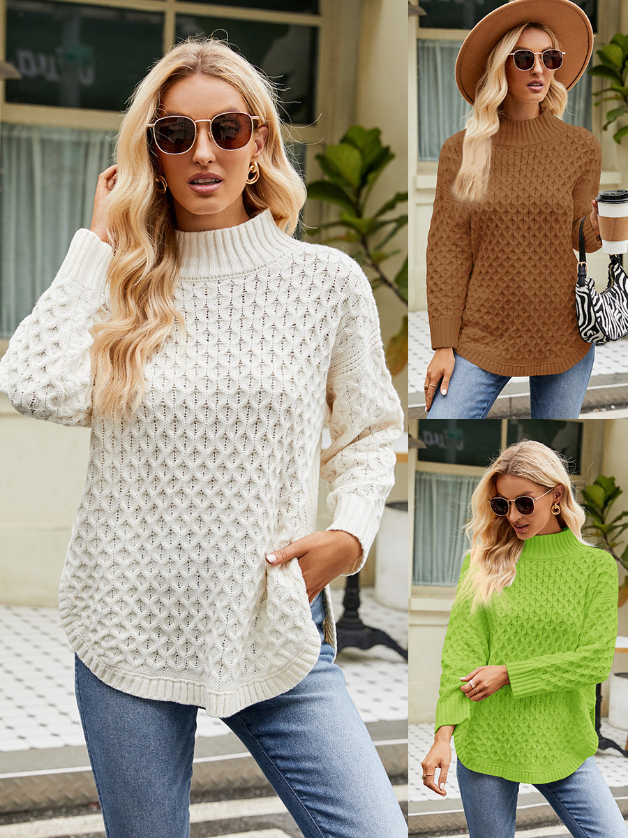 2023 New Autumn and Winter Knitwear Women's Loose Lazy Style Knitwear Cross-Border European and American Casual Knitted Tops