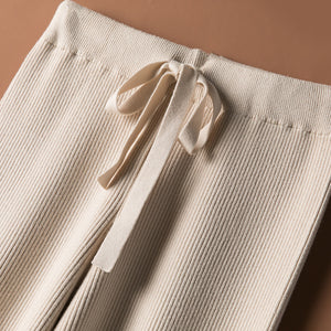 Wide Leg Pants Women's Autumn and Winter Outer Wear New White Knitted Pants Trousers High Waist Dragging Loose Wool Pants