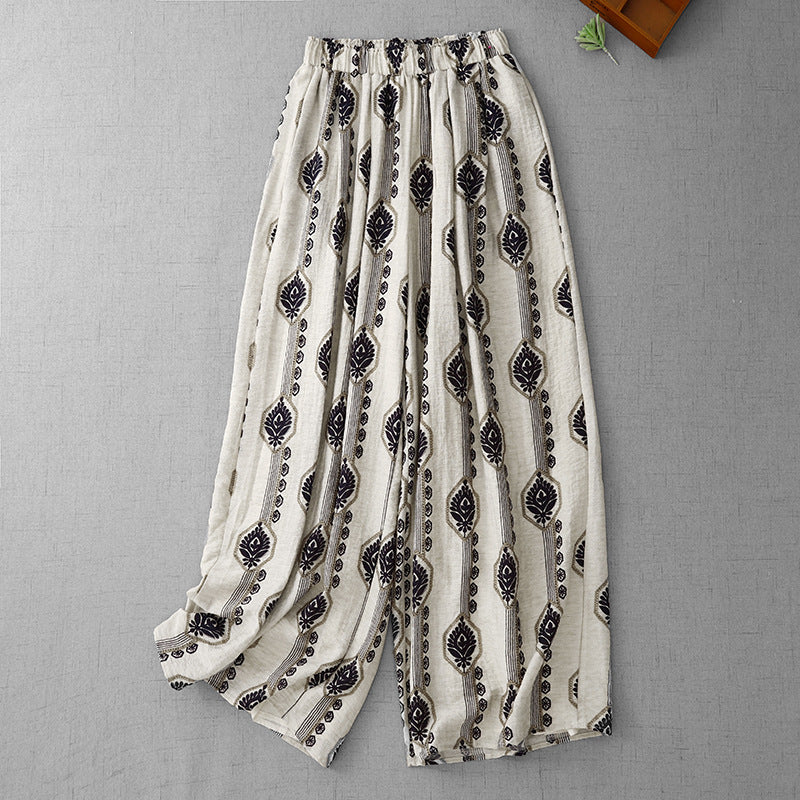 2026 New Style Bohemian Style Casual Pants Wide Leg Pants Long Pants Women's Summer High Waist Holiday Style Pants