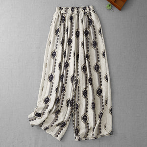 2026 New Style Bohemian Style Casual Pants Wide Leg Pants Long Pants Women's Summer High Waist Holiday Style Pants