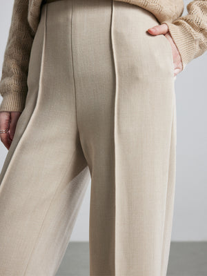Wide-Leg Pants for Women 2026 Autumn and Winter New Style Drapey Floor-Length Trousers in Off-White Twill Straight-Leg Design with a Sense of Design