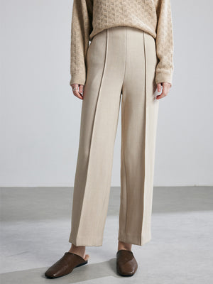 Wide-Leg Pants for Women 2026 Autumn and Winter New Style Drapey Floor-Length Trousers in Off-White Twill Straight-Leg Design with a Sense of Design