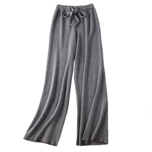 Wide Leg Pants Women's Autumn and Winter Outer Wear New White Knitted Pants Trousers High Waist Dragging Loose Wool Pants