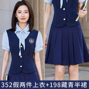 British Preppy Style Summer Shirt Pleated Skirt Suit Kindergarten Teacher Kindergarten Uniform Teacher Kindergarten Teacher Work Clothes Women's Clothing